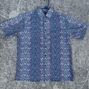 Clean Super Nice Bassiri Limited Collection Blue & Brown Patterned Shirt  Large